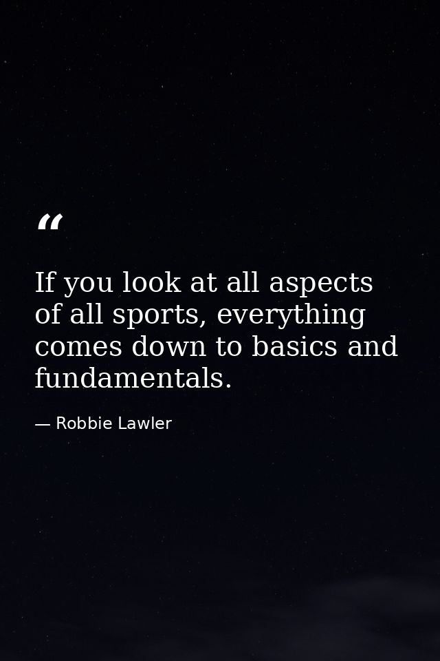 If you look at all aspects of all sports, everything comes down to basics and fundamentals. — Robbie Lawler