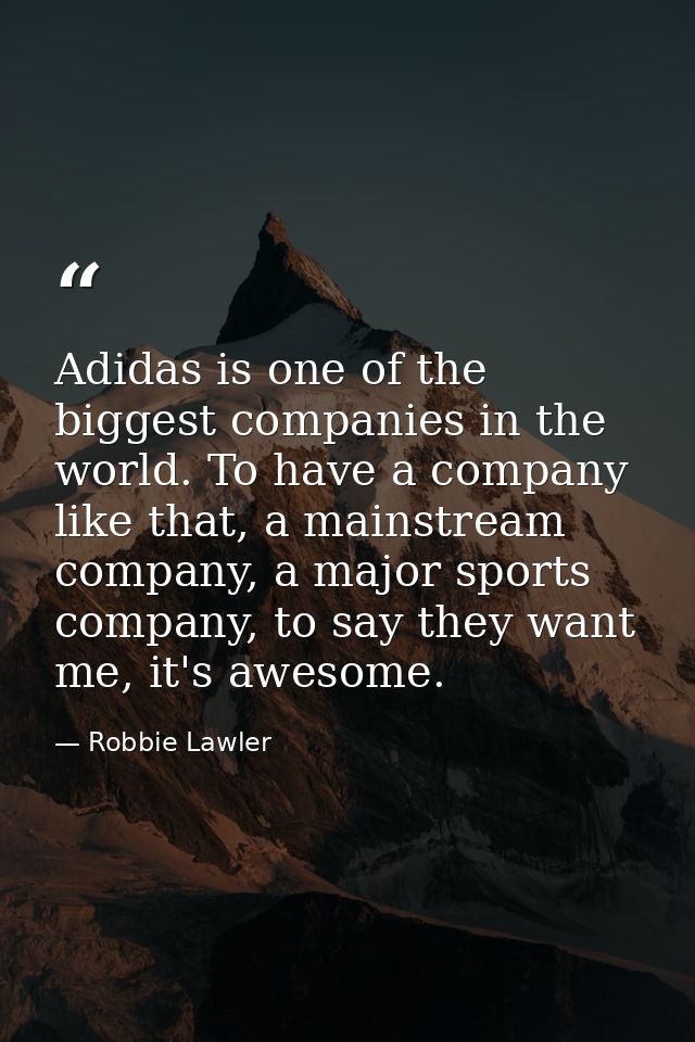 Adidas is one of the biggest companies in the world. To have a company like that, a mainstream company, a major sports c — Robbie Lawler