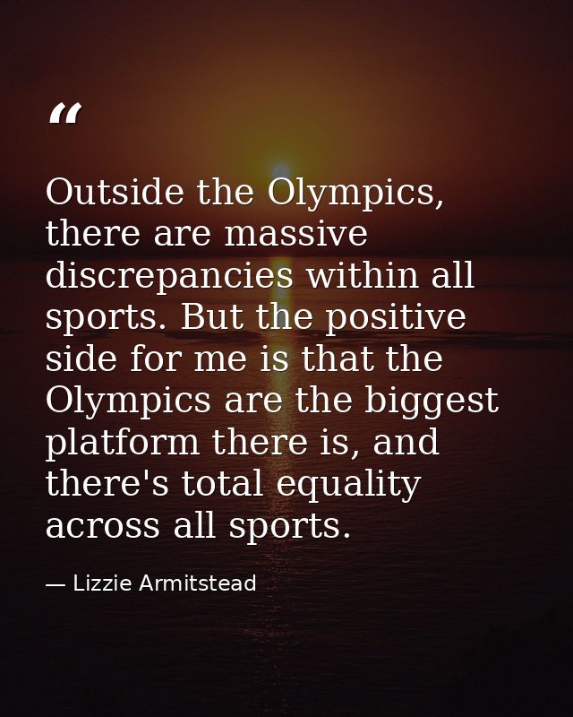 Outside the Olympics, there are massive discrepancies within all sports. But the positive side for me is that the Olympi — Lizzie Armitstead