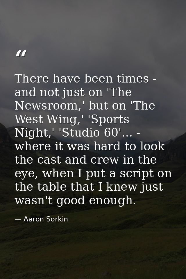 There have been times - and not just on 'The Newsroom,' but on 'The West Wing,' 'Sports Night,' 'Studio 60'... - where i — Aaron Sorkin