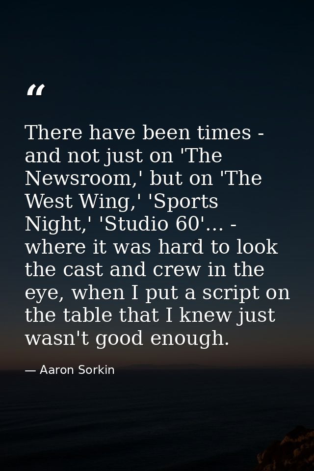 There have been times - and not just on 'The Newsroom,' but on 'The West Wing,' 'Sports Night,' 'Studio 60'... - where i — Aaron Sorkin