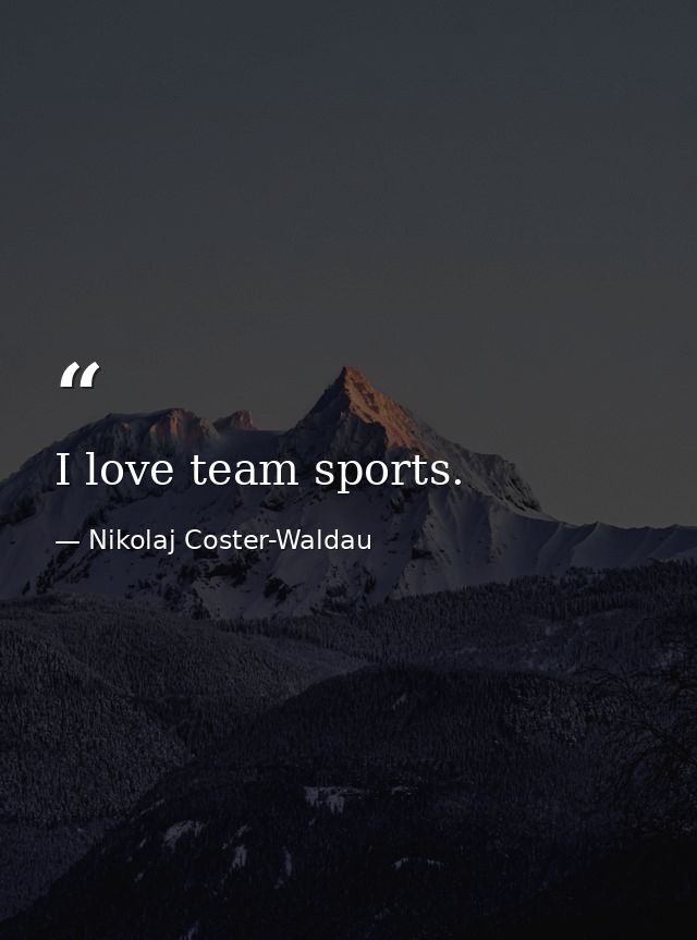 I love team sports. — Nikolaj Coster-Waldau