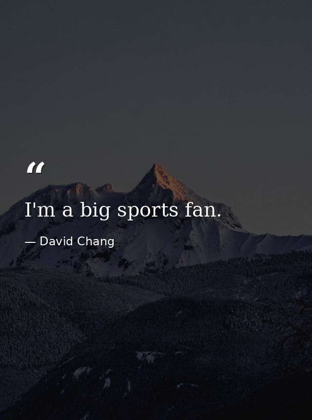 I'm a big sports fan. — David Chang