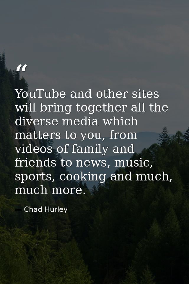 YouTube and other sites will bring together all the diverse media which matters to you, from videos of family and friend — Chad Hurley