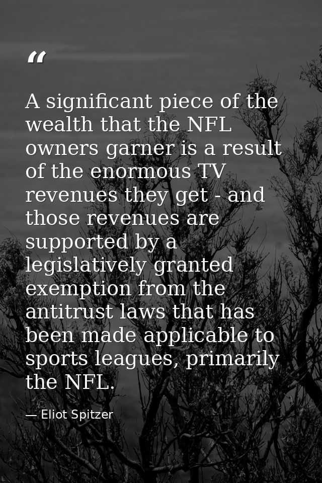 A significant piece of the wealth that the NFL owners garner is a result of the enormous TV revenues they get - and thos — Eliot Spitzer