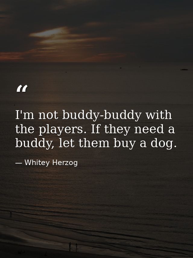 I'm not buddy-buddy with the players. If they need a buddy, let them buy a dog. — Whitey Herzog