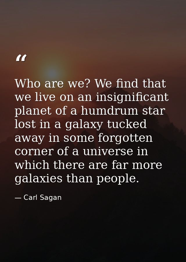 Who are we? We find that we live on an insignificant planet of a humdrum star lost in a galaxy tucked away in some forgo — Carl Sagan