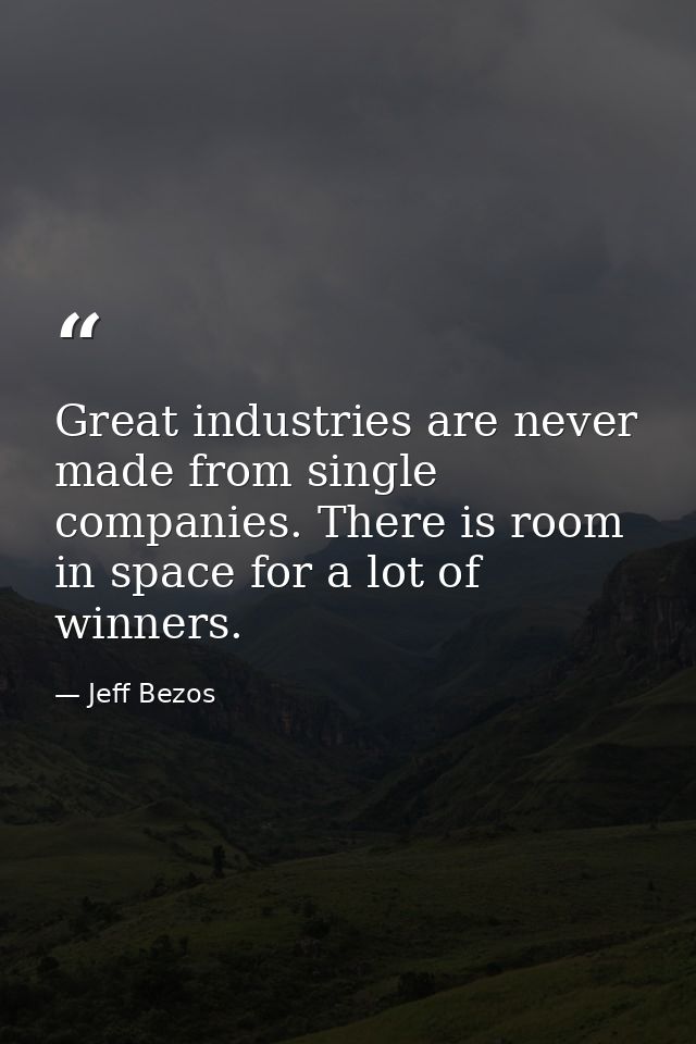 Great industries are never made from single companies. There is room in space for a lot of winners. — Jeff Bezos