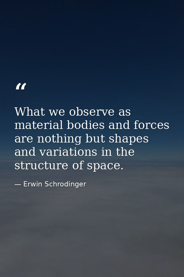 What we observe as material bodies and forces are nothing but shapes and variations in the structure of space. — Erwin Schrodinger