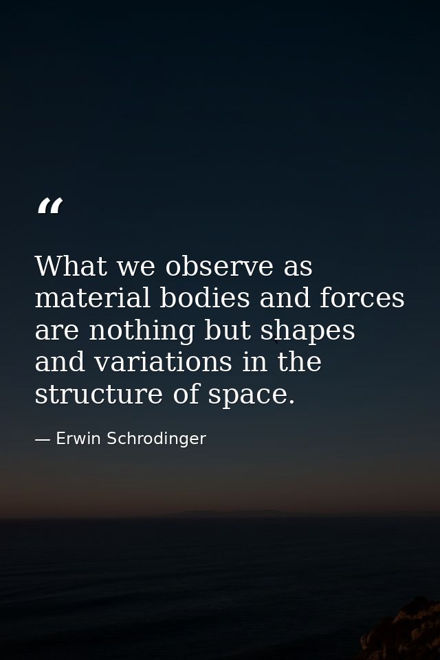 What we observe as material bodies and forces are nothing but shapes and variations in the structure of space. — Erwin Schrodinger
