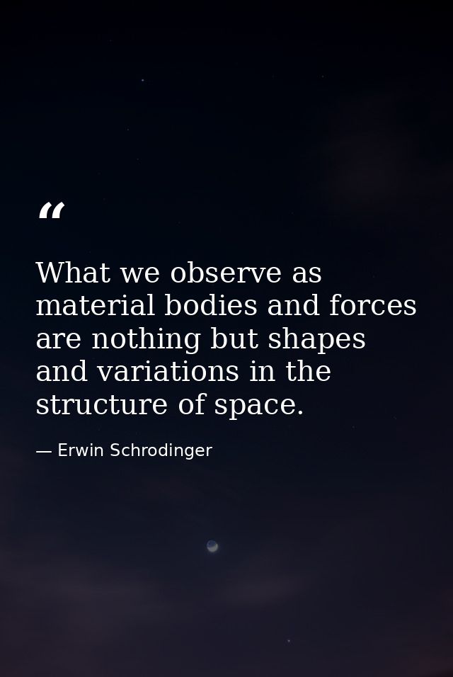What we observe as material bodies and forces are nothing but shapes and variations in the structure of space. — Erwin Schrodinger