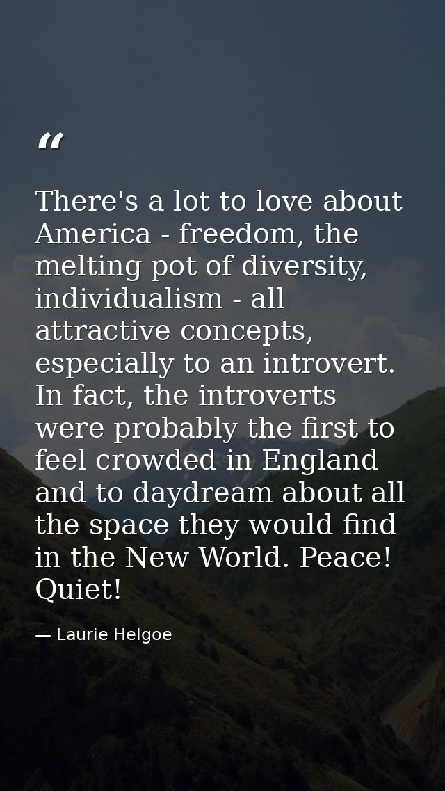 There's a lot to love about America - freedom, the melting pot of diversity, individualism - all attractive concepts, es — Laurie Helgoe