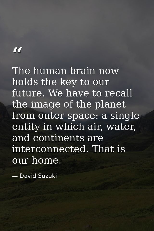 The human brain now holds the key to our future. We have to recall the image of the planet from outer space: a single en — David Suzuki