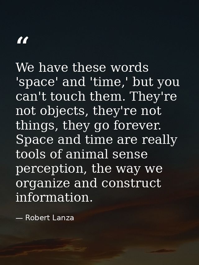 We have these words 'space' and 'time,' but you can't touch them. They're not objects, they're not things, they go forev — Robert Lanza