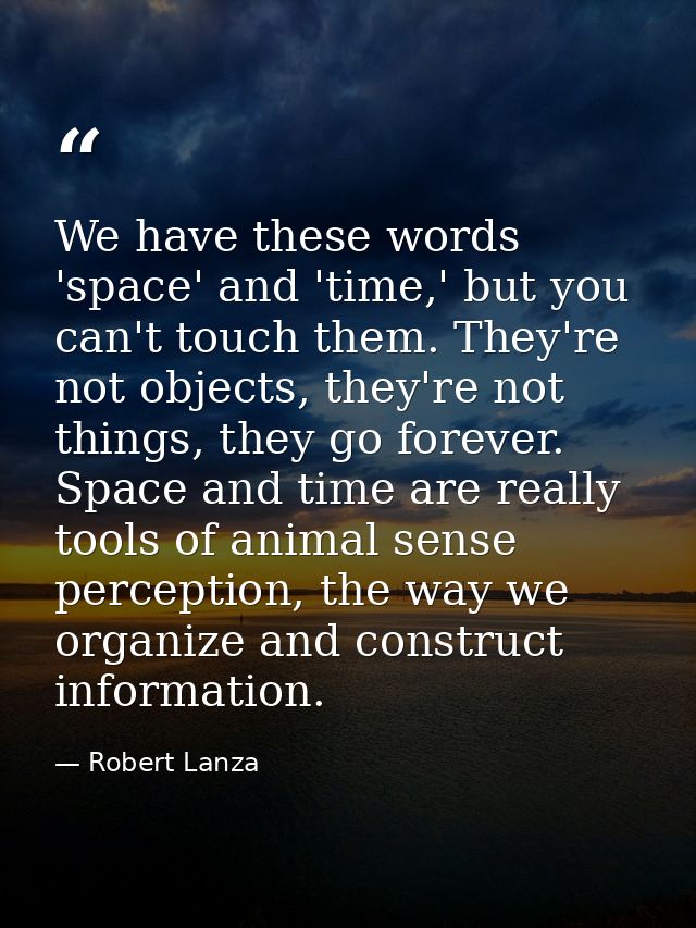 We have these words 'space' and 'time,' but you can't touch them. They're not objects, they're not things, they go forev — Robert Lanza