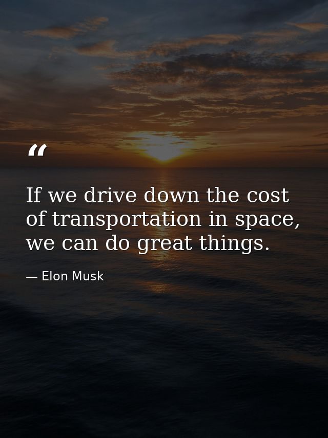 If we drive down the cost of transportation in space, we can do great things. — Elon Musk