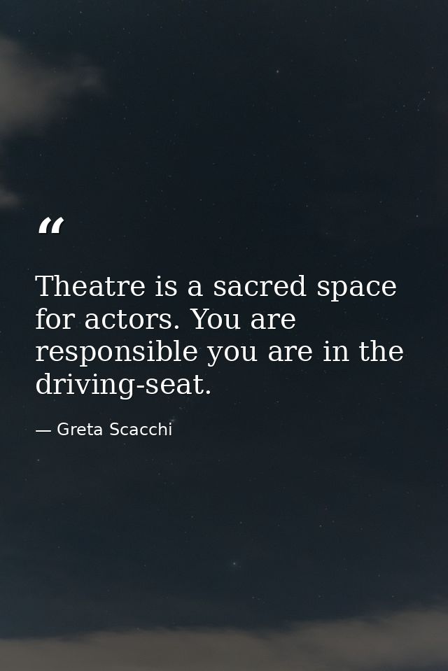 Theatre is a sacred space for actors. You are responsible you are in the driving-seat. — Greta Scacchi