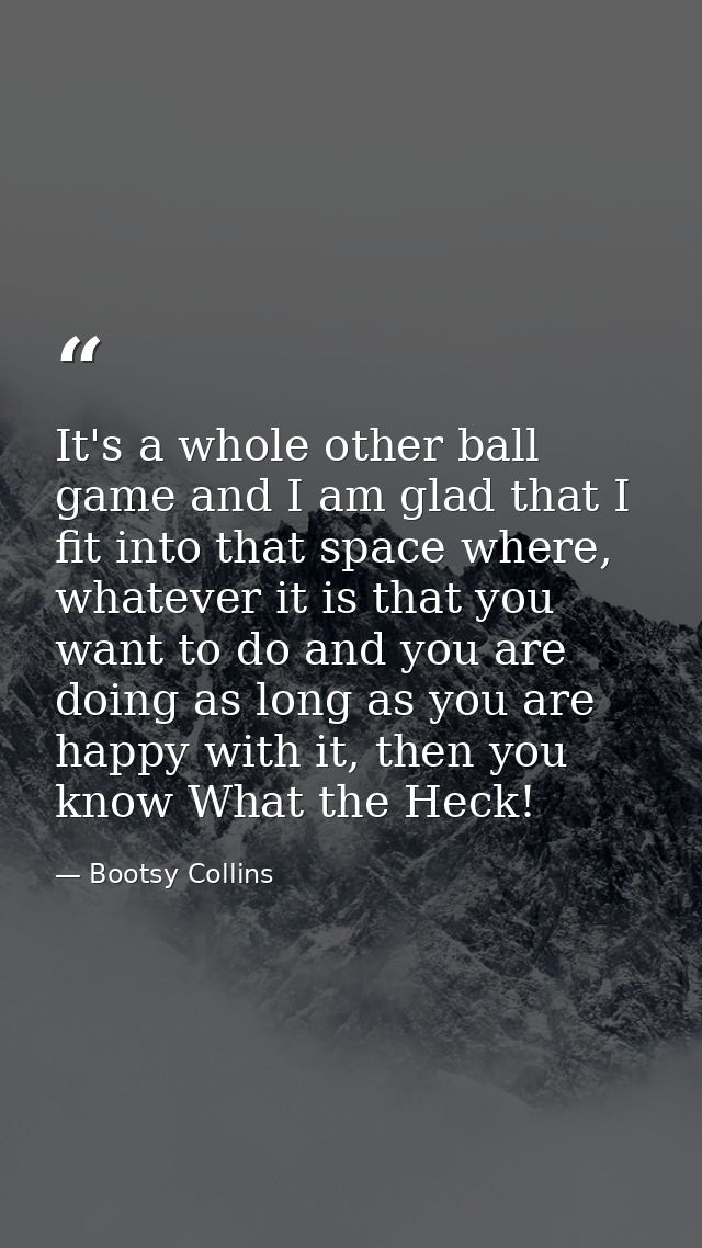 It's a whole other ball game and I am glad that I fit into that space where, whatever it is that you want to do and you  — Bootsy Collins