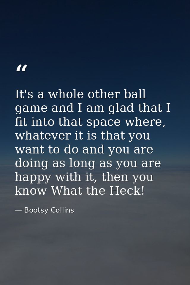 It's a whole other ball game and I am glad that I fit into that space where, whatever it is that you want to do and you  — Bootsy Collins