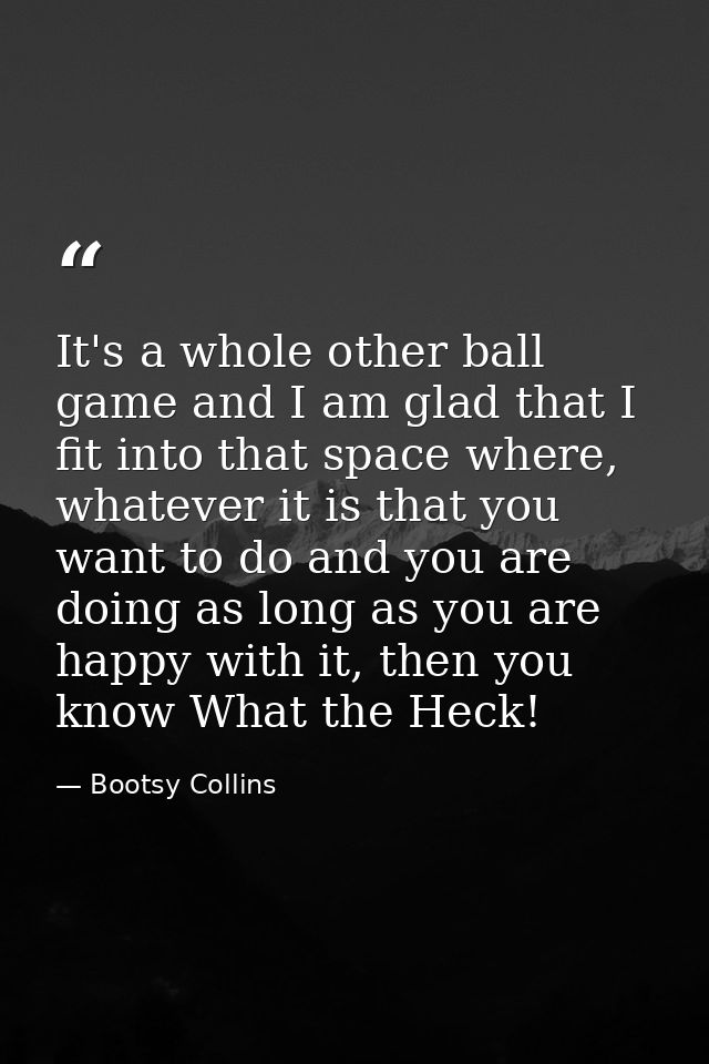 It's a whole other ball game and I am glad that I fit into that space where, whatever it is that you want to do and you  — Bootsy Collins