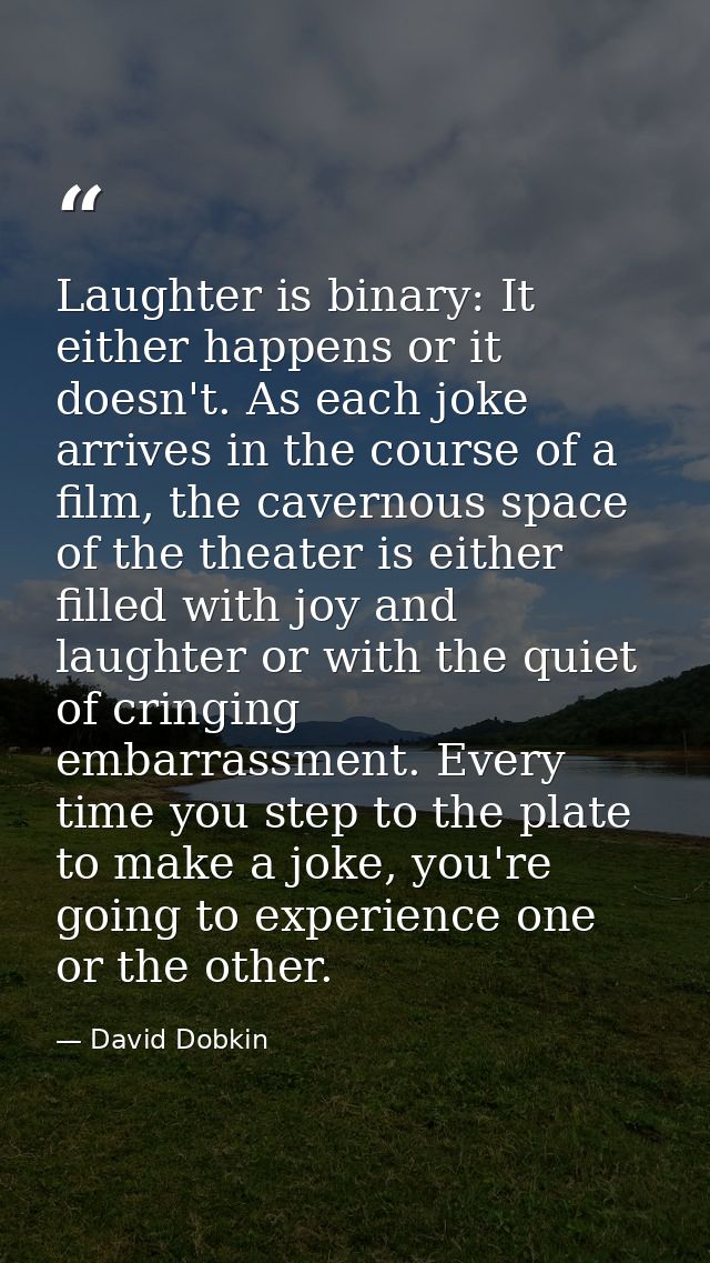 Laughter is binary: It either happens or it doesn't. As each joke arrives in the course of a film, the cavernous space o — David Dobkin