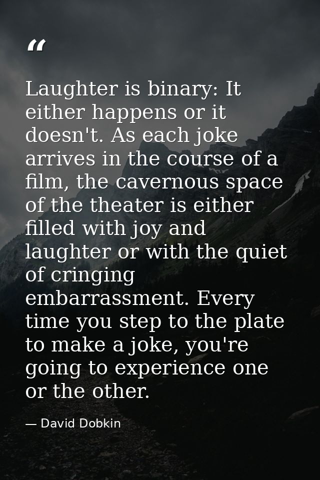 Laughter is binary: It either happens or it doesn't. As each joke arrives in the course of a film, the cavernous space o — David Dobkin