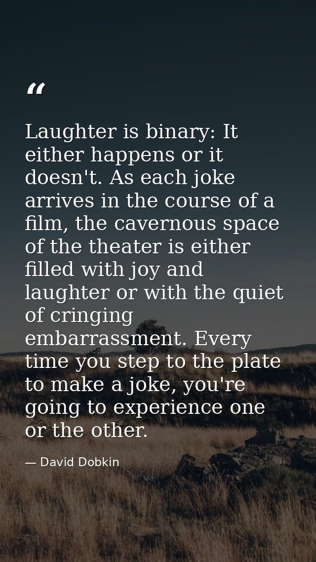 Laughter is binary: It either happens or it doesn't. As each joke arrives in the course of a film, the cavernous space o — David Dobkin