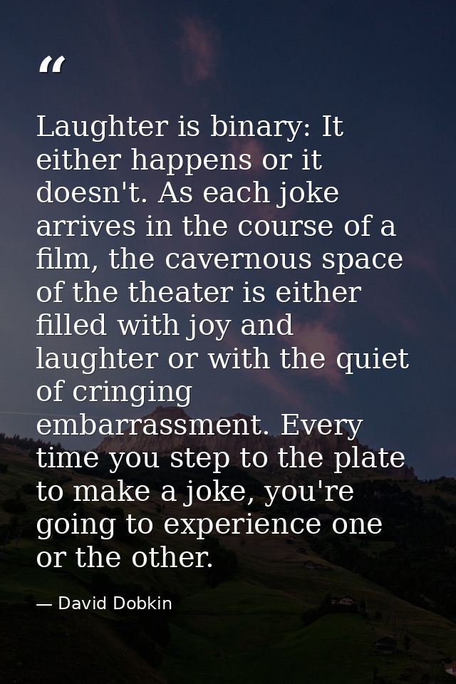 Laughter is binary: It either happens or it doesn't. As each joke arrives in the course of a film, the cavernous space o — David Dobkin