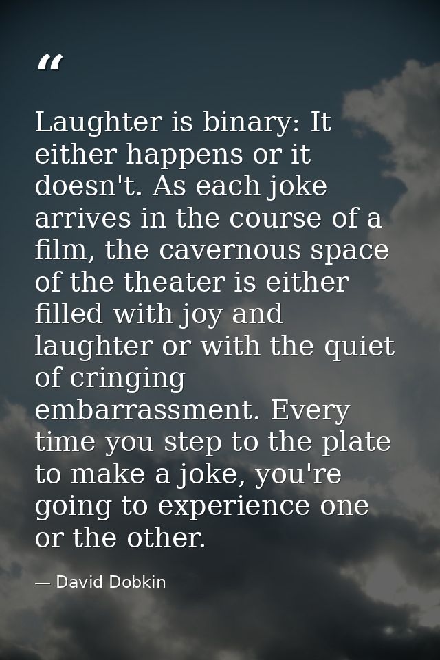 Laughter is binary: It either happens or it doesn't. As each joke arrives in the course of a film, the cavernous space o — David Dobkin