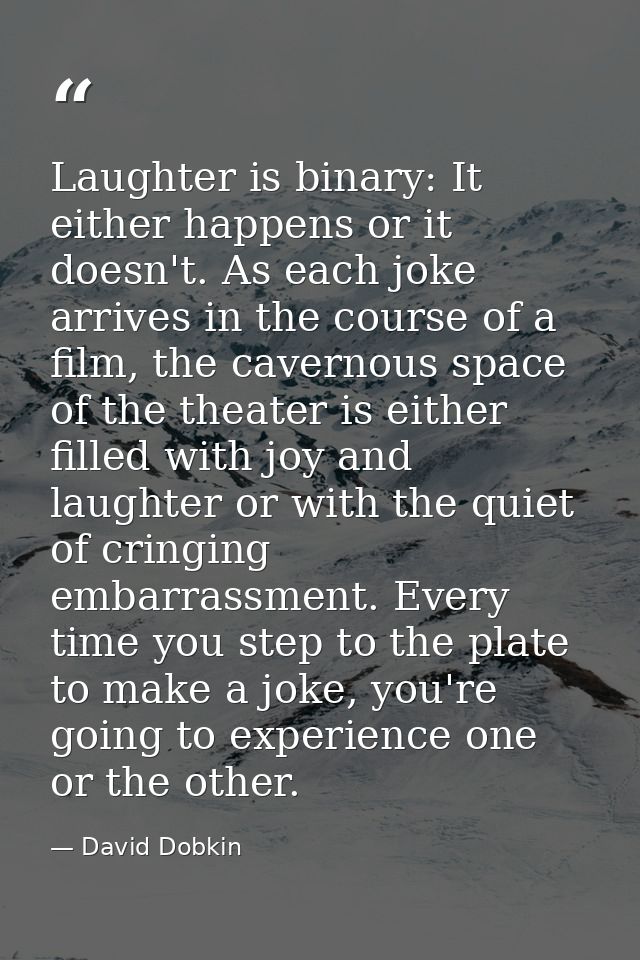 Laughter is binary: It either happens or it doesn't. As each joke arrives in the course of a film, the cavernous space o — David Dobkin