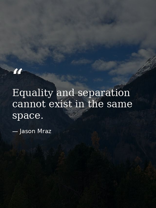 Equality and separation cannot exist in the same space. — Jason Mraz
