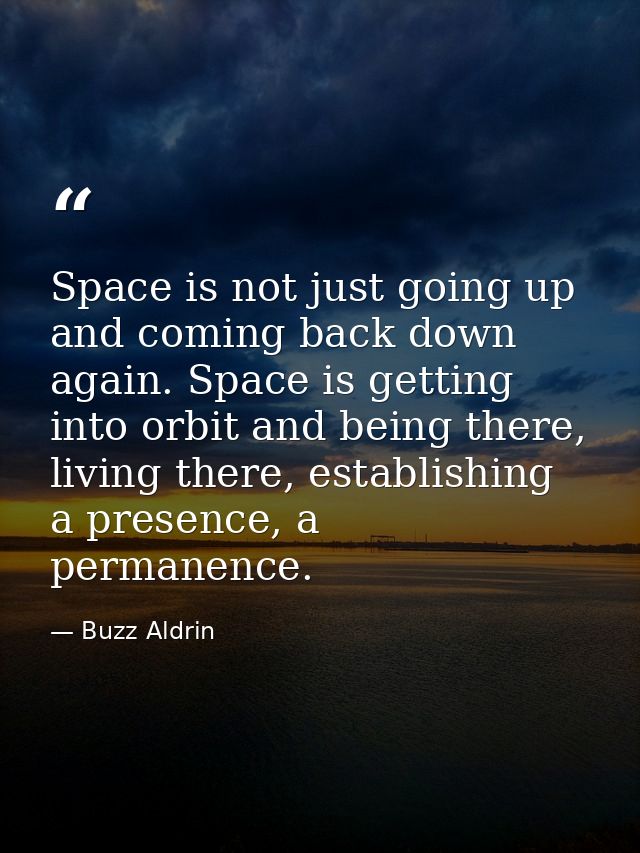 Space is not just going up and coming back down again. Space is getting into orbit and being there, living there, establ — Buzz Aldrin