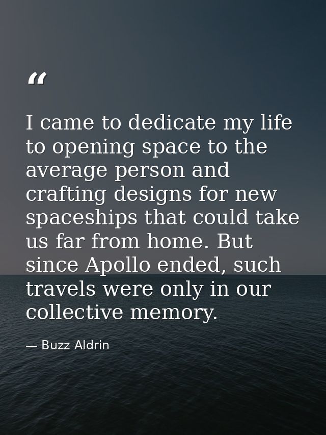I came to dedicate my life to opening space to the average person and crafting designs for new spaceships that could tak — Buzz Aldrin