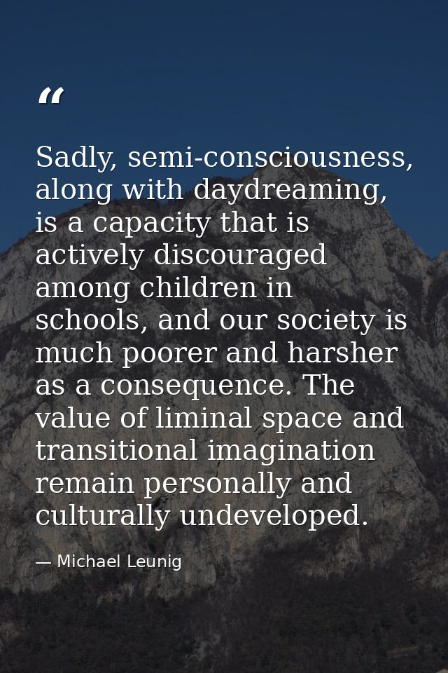 Sadly, semi-consciousness, along with daydreaming, is a capacity that is actively discouraged among children in schools, — Michael Leunig