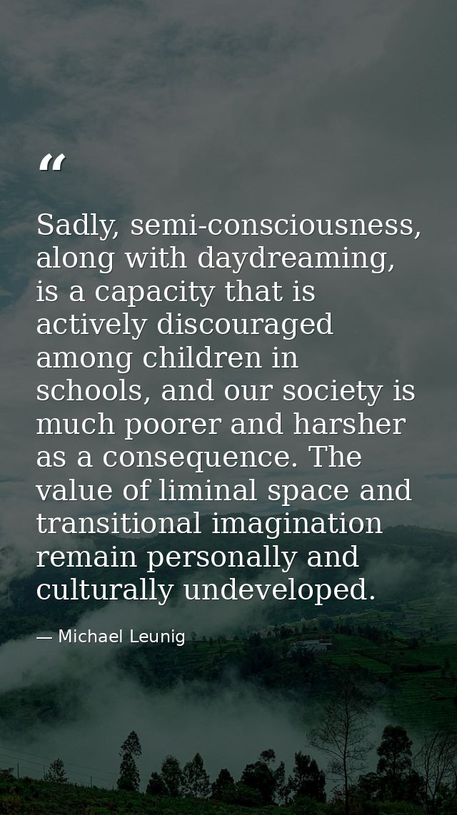 Sadly, semi-consciousness, along with daydreaming, is a capacity that is actively discouraged among children in schools, — Michael Leunig