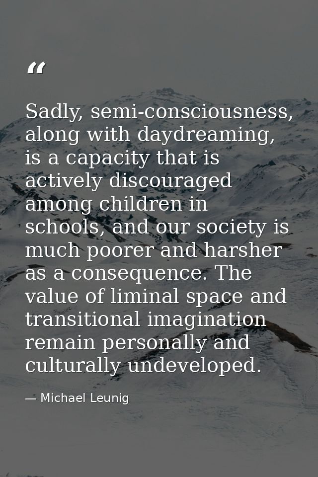 Sadly, semi-consciousness, along with daydreaming, is a capacity that is actively discouraged among children in schools, — Michael Leunig