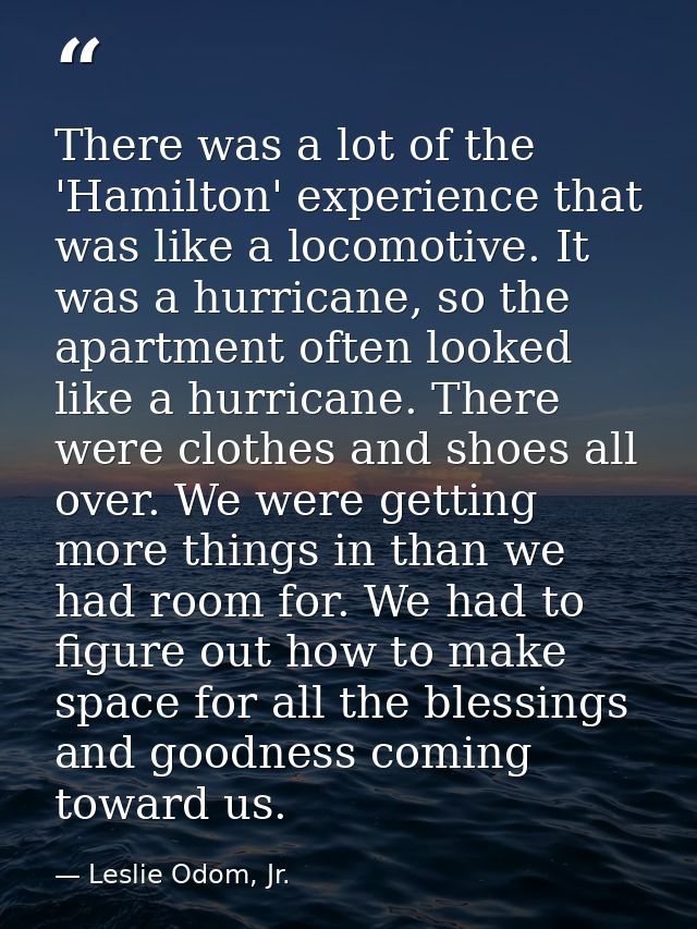 There was a lot of the 'Hamilton' experience that was like a locomotive. It was a hurricane, so the apartment often look — Leslie Odom, Jr.