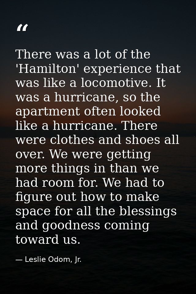 There was a lot of the 'Hamilton' experience that was like a locomotive. It was a hurricane, so the apartment often look — Leslie Odom, Jr.