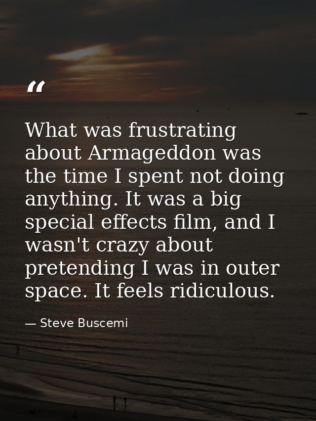 What was frustrating about Armageddon was the time I spent not doing anything. It was a big special effects film, and I  — Steve Buscemi