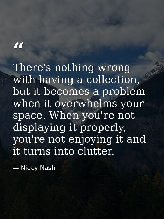 There's nothing wrong with having a collection, but it becomes a problem when it overwhelms your space. When you're not  — Niecy Nash