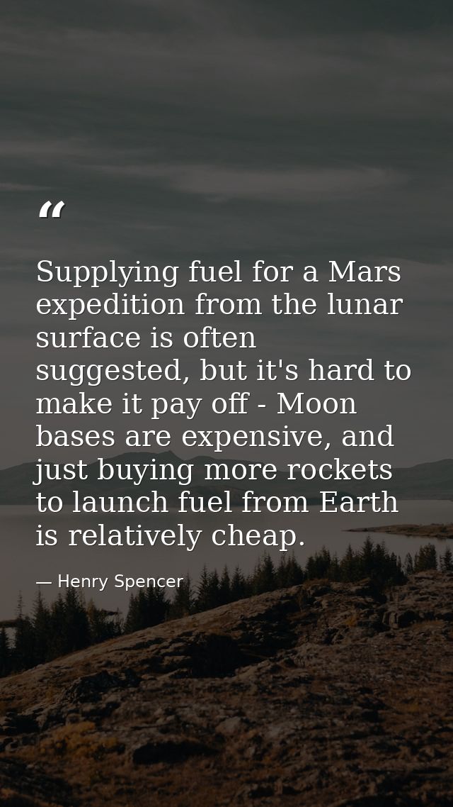 Supplying fuel for a Mars expedition from the lunar surface is often suggested, but it's hard to make it pay off - Moon  — Henry Spencer