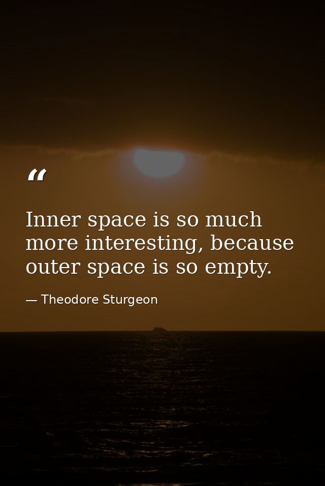 Inner space is so much more interesting, because outer space is so empty. — Theodore Sturgeon