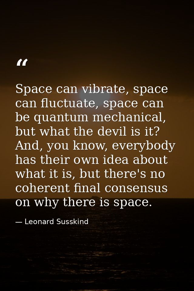 Space can vibrate, space can fluctuate, space can be quantum mechanical, but what the devil is it? And, you know, everyb — Leonard Susskind