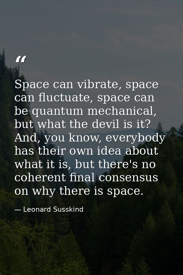 Space can vibrate, space can fluctuate, space can be quantum mechanical, but what the devil is it? And, you know, everyb — Leonard Susskind