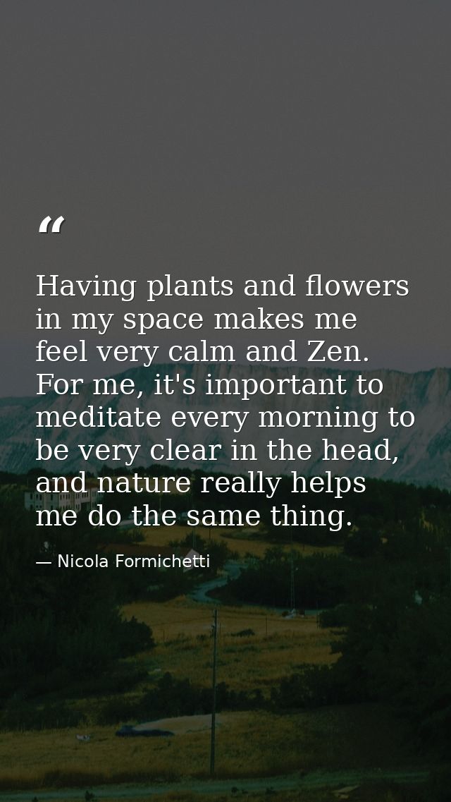 Having plants and flowers in my space makes me feel very calm and Zen. For me, it's important to meditate every morning  — Nicola Formichetti
