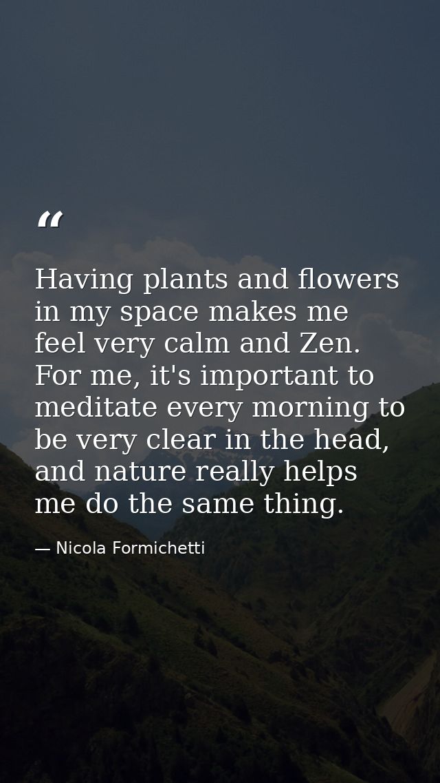 Having plants and flowers in my space makes me feel very calm and Zen. For me, it's important to meditate every morning  — Nicola Formichetti