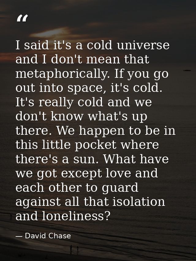 I said it's a cold universe and I don't mean that metaphorically. If you go out into space, it's cold. It's really cold  — David Chase