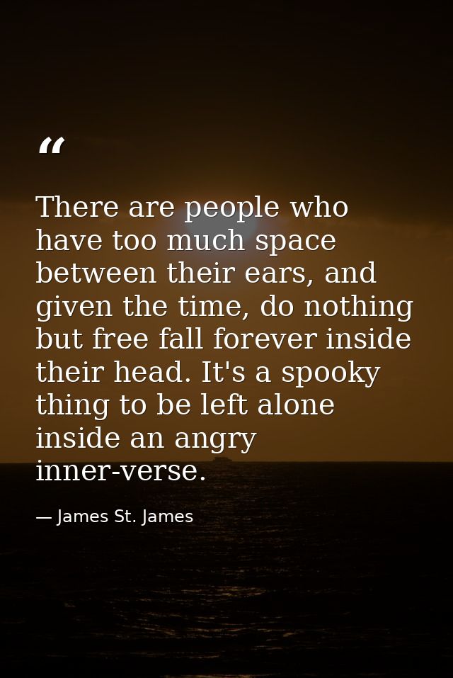 There are people who have too much space between their ears, and given the time, do nothing but free fall forever inside — James St. James