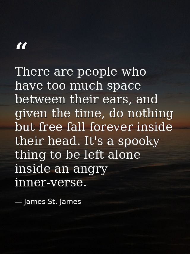 There are people who have too much space between their ears, and given the time, do nothing but free fall forever inside — James St. James