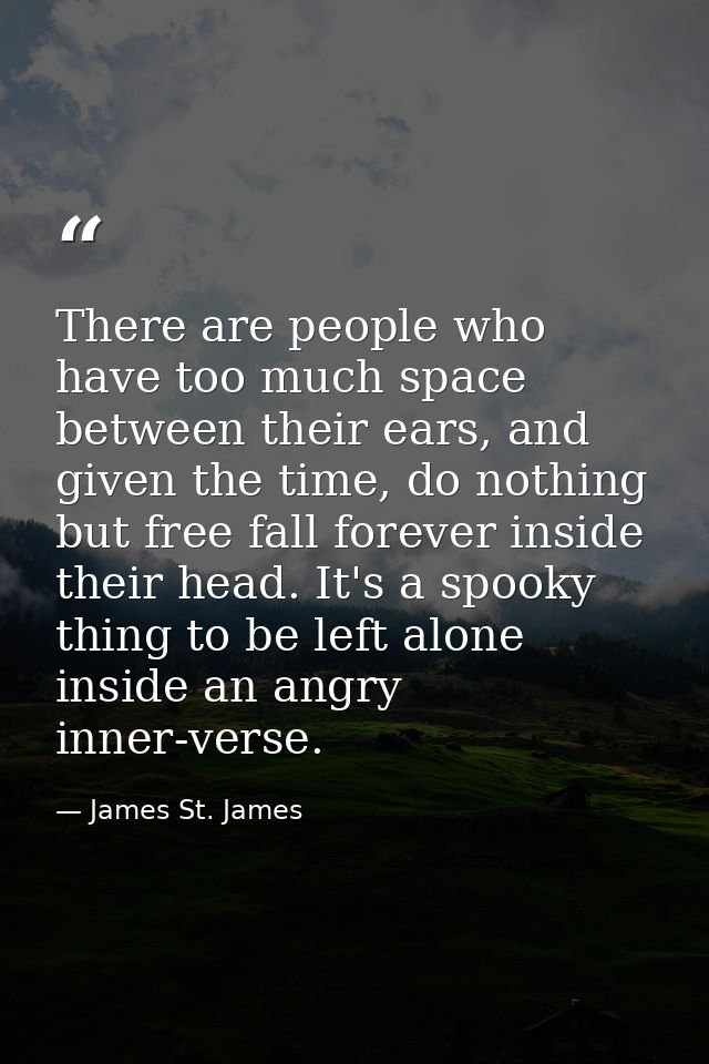 There are people who have too much space between their ears, and given the time, do nothing but free fall forever inside — James St. James